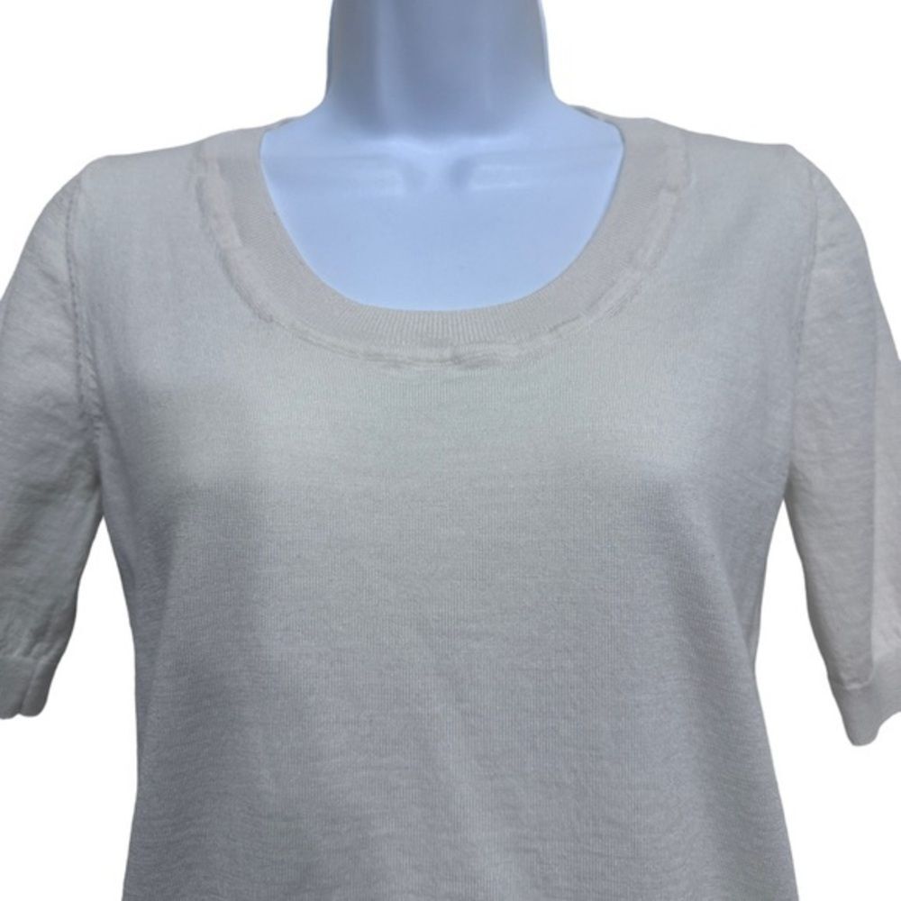 SuiStudio Merino wool short sleeves crewneck sweater L feminine minimalist - Picture 9 of 9